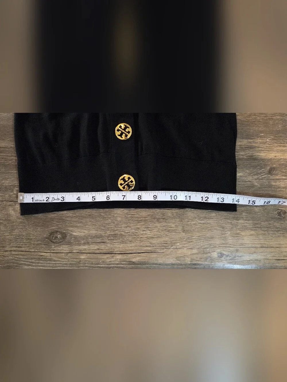 Tory Burch Black Cardigan with Gold Logo Buttons